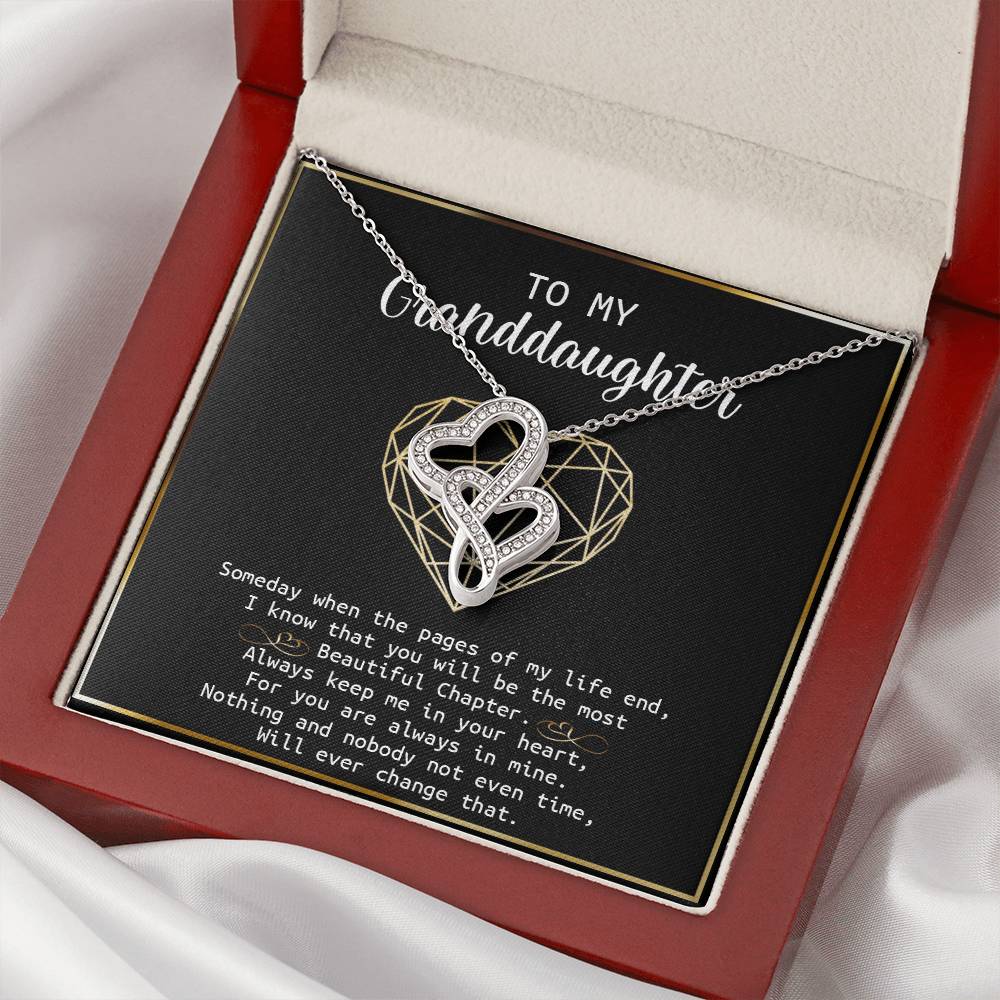 To My Granddaughter - I Love You Message - Tmg05 Double Hearts Necklace