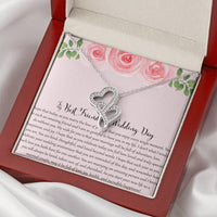 To My Bestfriend On Her Wedding Day - Floral Double Hearts Necklace