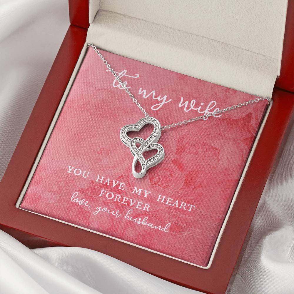 To Wife From Husband  Valentine's Day Anniversary Romantic Gift For Her Double Hearts Necklace