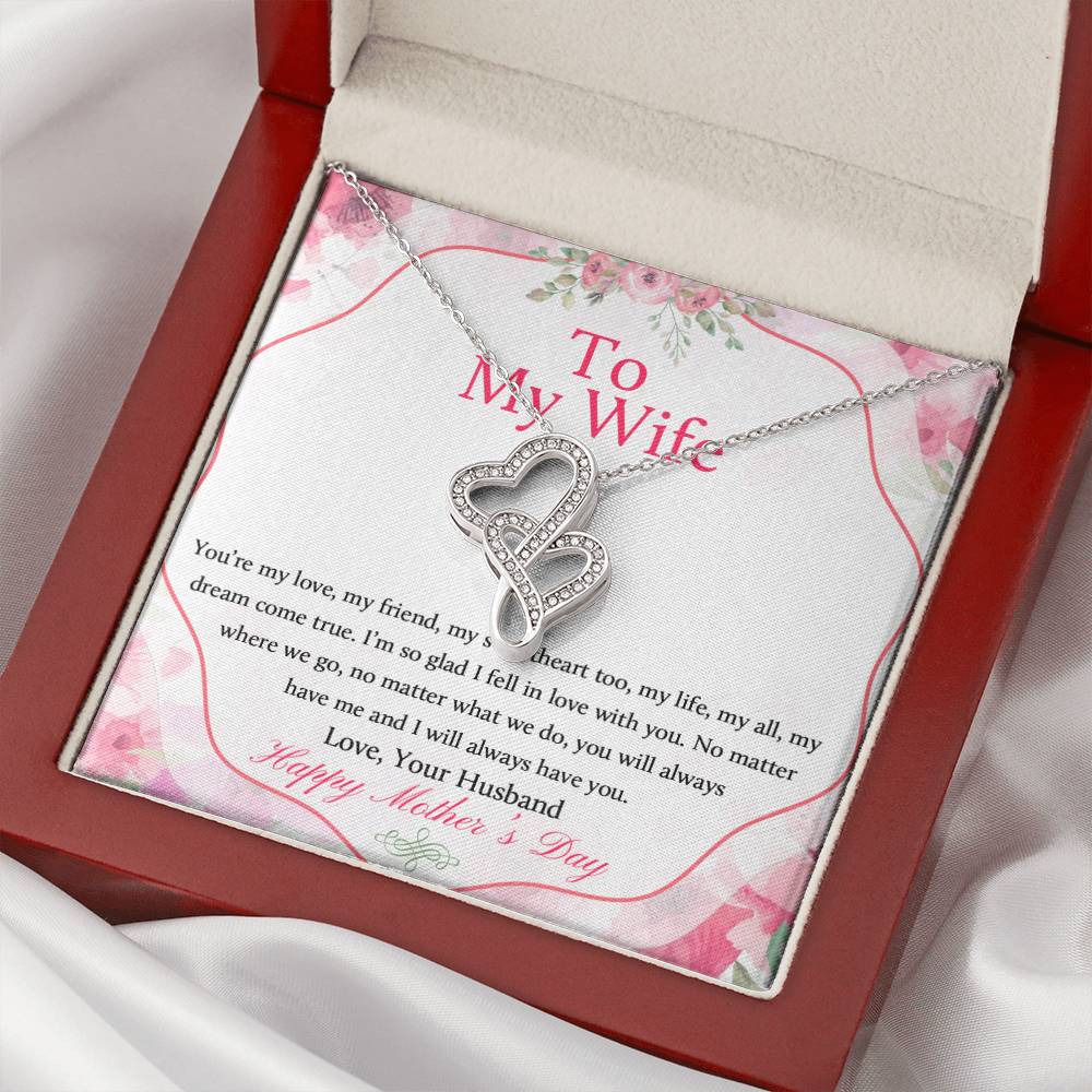 To My Wife Mother's Day Necklace - Happy Mother's Day - To My Wife Necklace Anniversary Gift For Wife Gift For Wife Ne Double Hearts Necklace