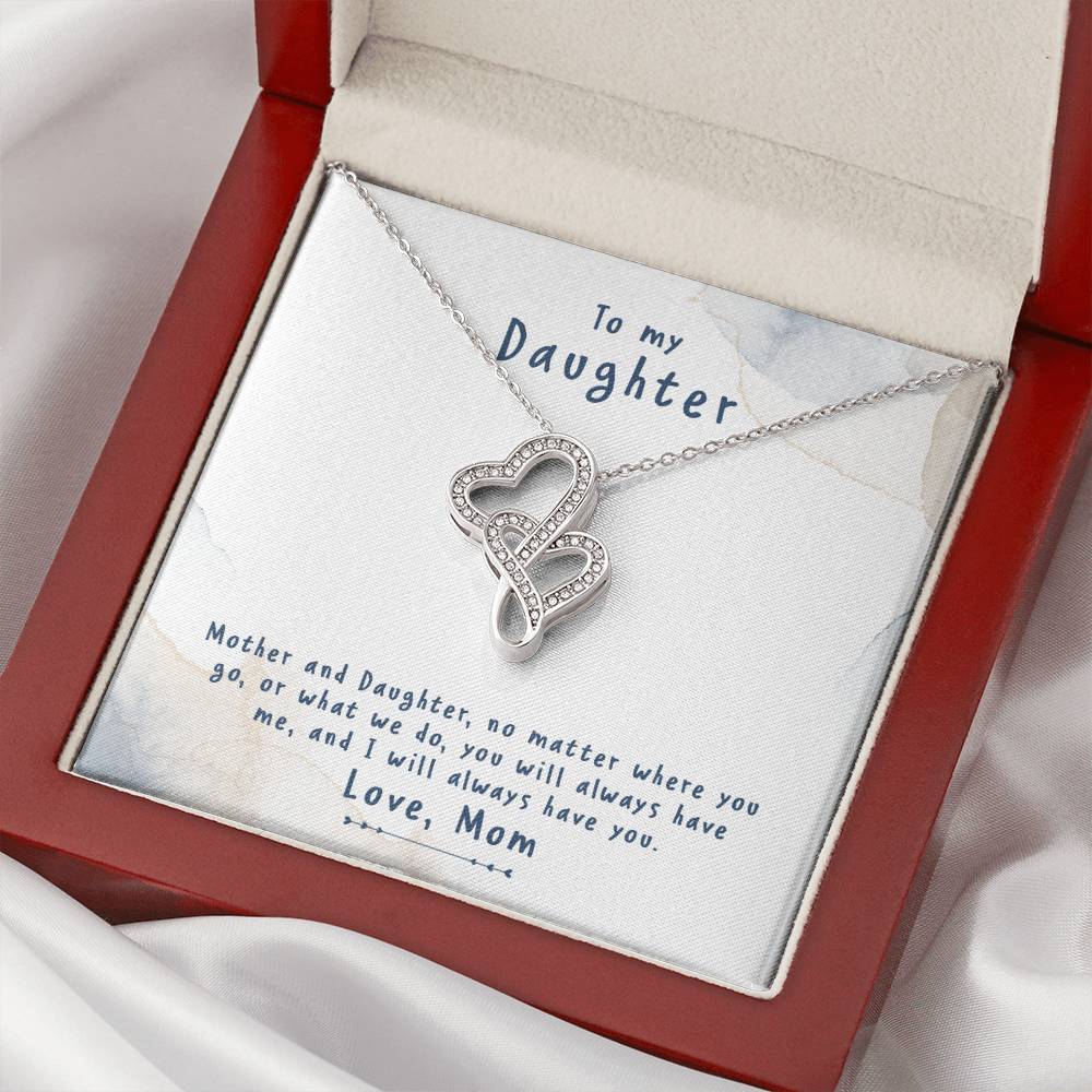 To My Daughter Necklace From Mom 1 Double Hearts Necklace