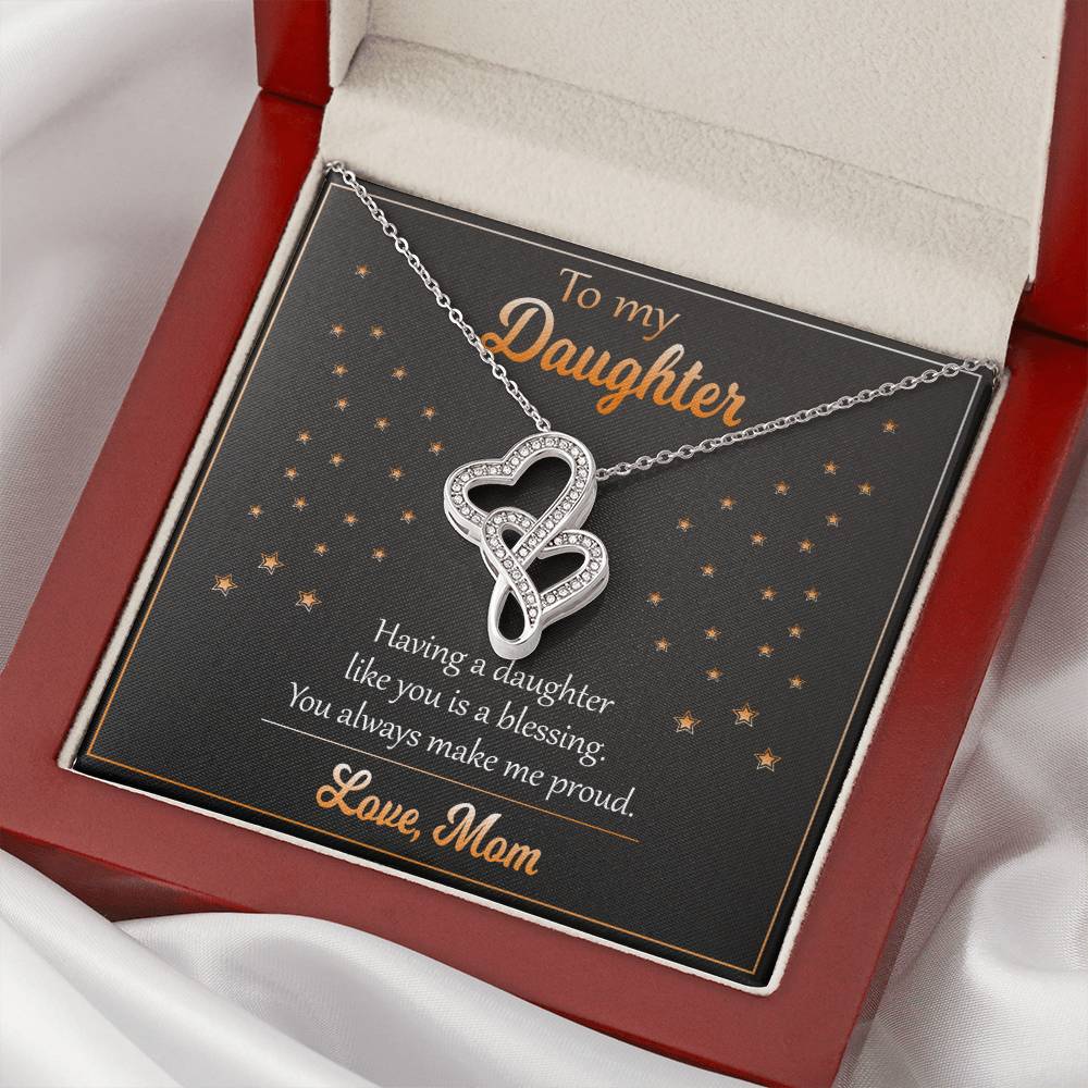 Necklace For Daughter Perfect Birthday Gift From Mom. Double Hearts Necklace