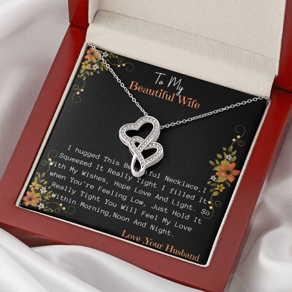 To My Wife Love Your Husband - Last Everything Necklace - To My Wife Necklace Anniversary Gift For Wife Gift For Wife  Double Hearts Necklace