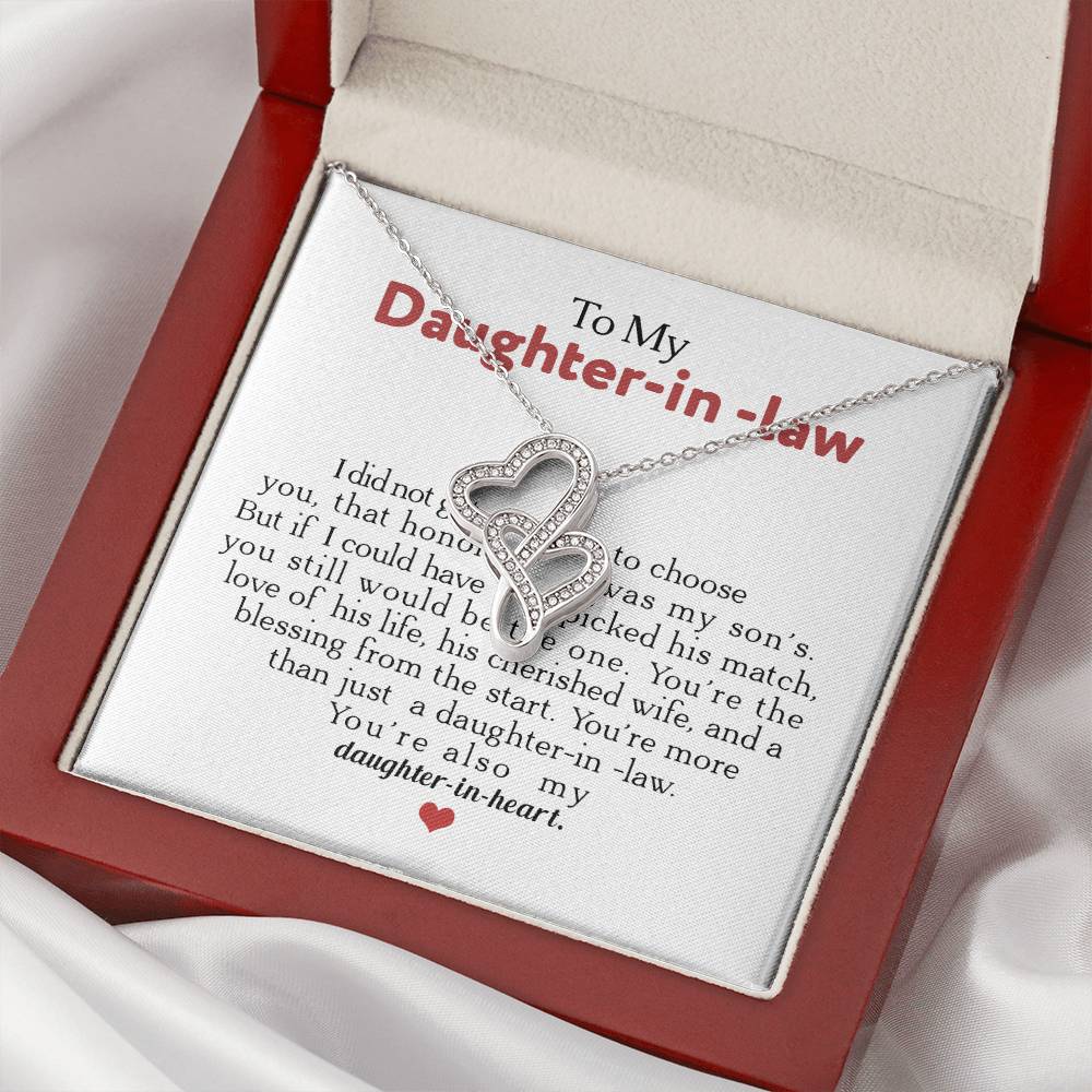 To My Daughter-In-Law You're Also My Daughter In Heart  1 Double Hearts Necklace