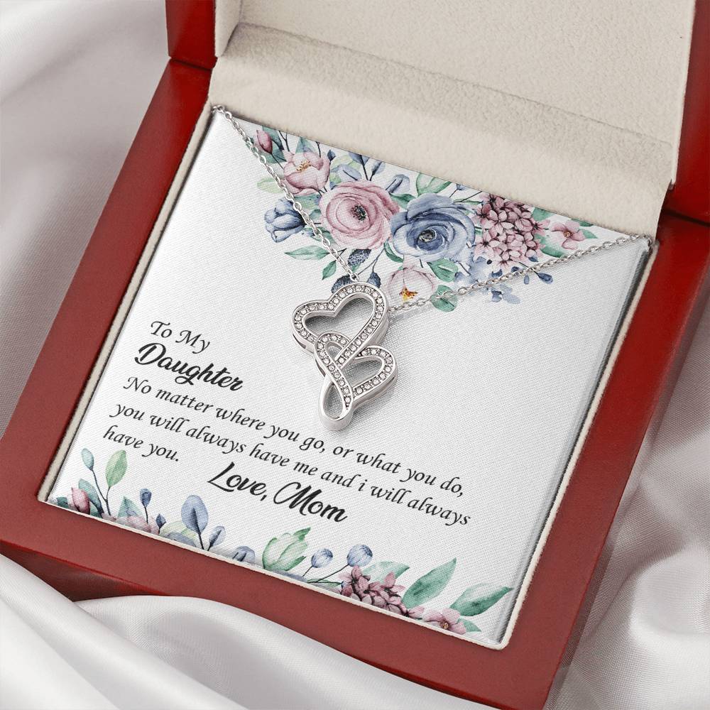 To My Daughter -  Double Hearts Necklace
