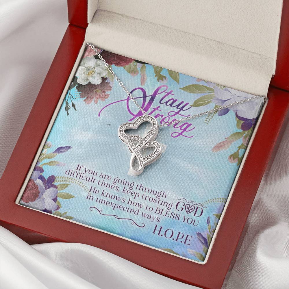 Stay Strong -  Double Hearts Necklace