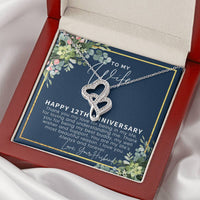 12 Year Anniversary Gift Ideas 12Th Anniversary Gift For Her 12 Year Wedding Anniversary Gift For Wife 12Th Anniversar Double Hearts Necklace