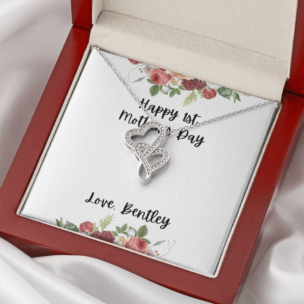 Personalized Happy 1St Mother's Day For K. Niesen Double Hearts Necklace