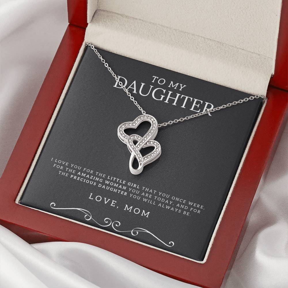 To My Daughter - Double Heart Necklace Gift - Gifts For Daughter Gifts For Her - Birthday Gifts - Daughter Gift - To M Double Hearts Necklace