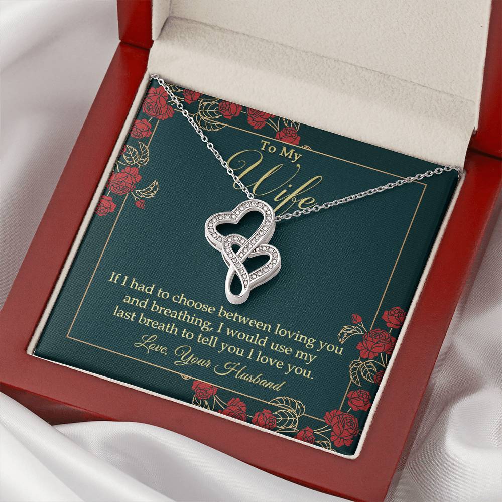 Husband To Wife -  For Gift 1 Double Hearts Necklace