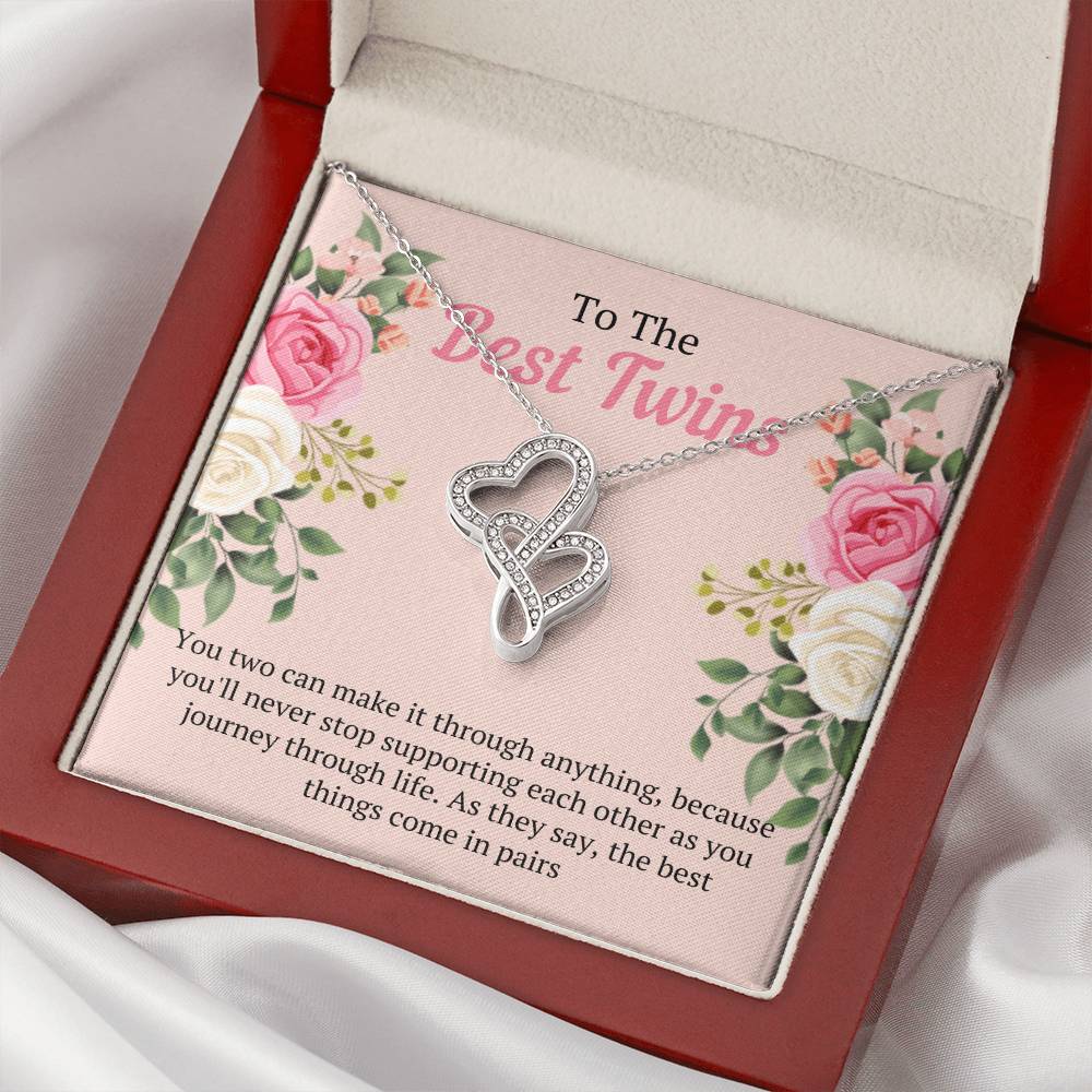 Great Gifts For Twin Sisters Double Hearts Necklace