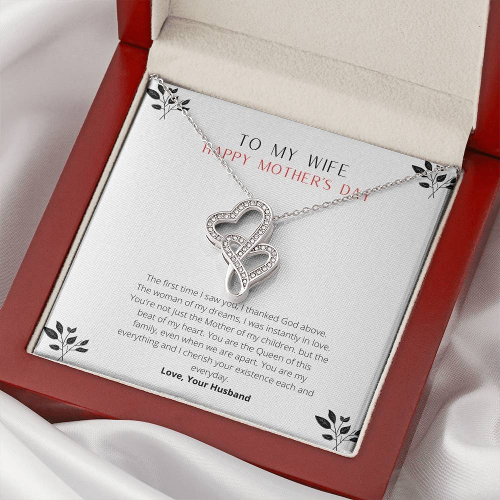 Necklace For Your Wife - An Eternal Love - Love Your Husband - To Wife From Husband Double Heart Necklace Gift Wedding 1 Double Hearts Necklace