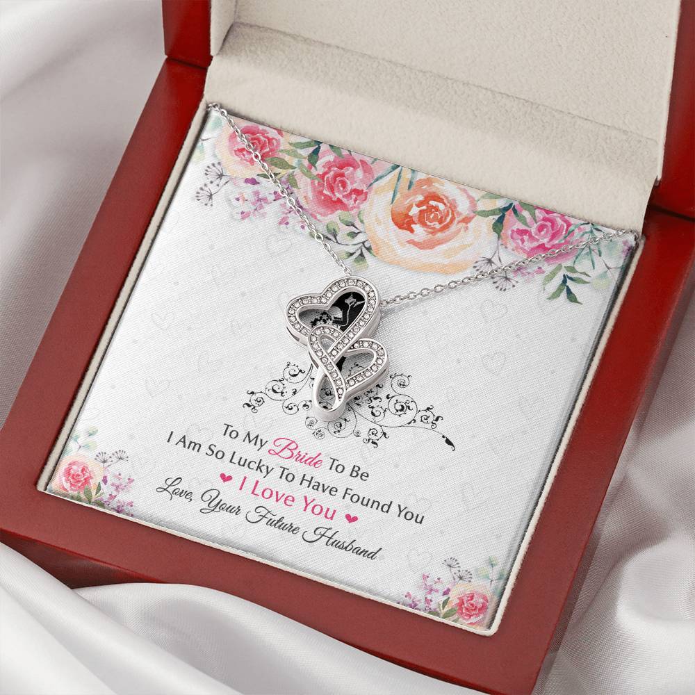 A Great Gift For The Bride To Be ! Your Fiancee Will Love It ! Double Hearts Necklace