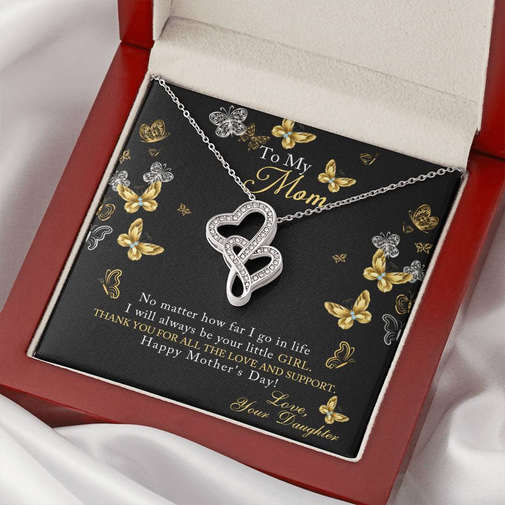 To My Daughter Giraffe Necklace-Message Card Jewelry-Mom To Daughter Gift-Meaningful Necklace-Mother Daughter-Birthday Double Hearts Necklace