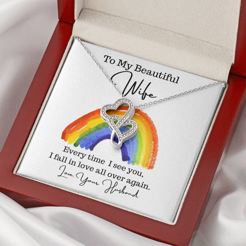 Husband To Wife - Necklace For Gift 5 Double Hearts Necklace