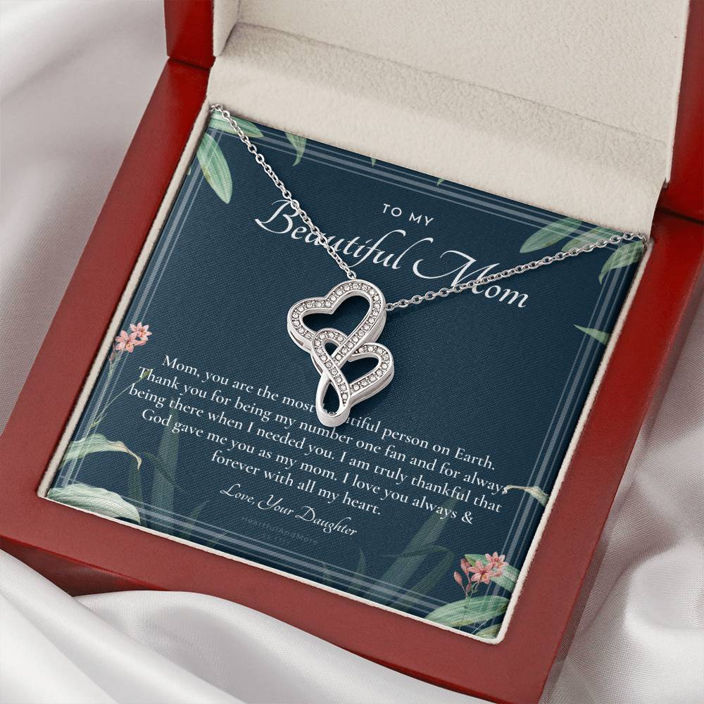 To My Beautiful Mom Necklace To Mom Gift Mom Gift Mom Necklace Jewelry From Daughter Gift Mom Birthday Christmas Mothe Double Hearts Necklace