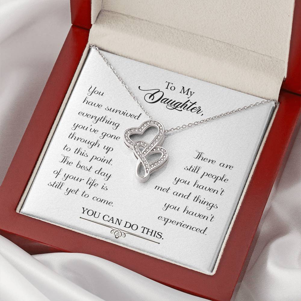 To My Dear Daughter Double Hearts Necklace