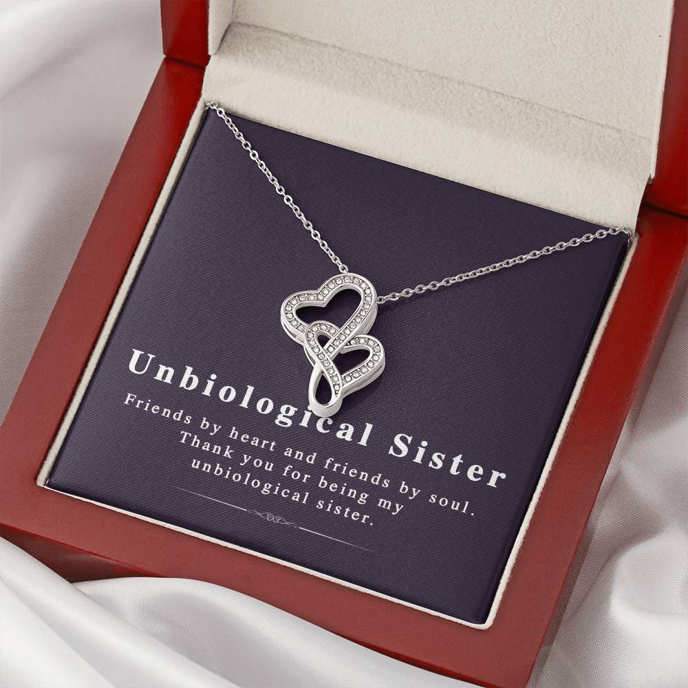 Unbiological Sister Sisters Necklace Not Sisters By Blood By Sisters By Heart Gift For Bff Friends Gift Gift For Frien Double Hearts Necklace