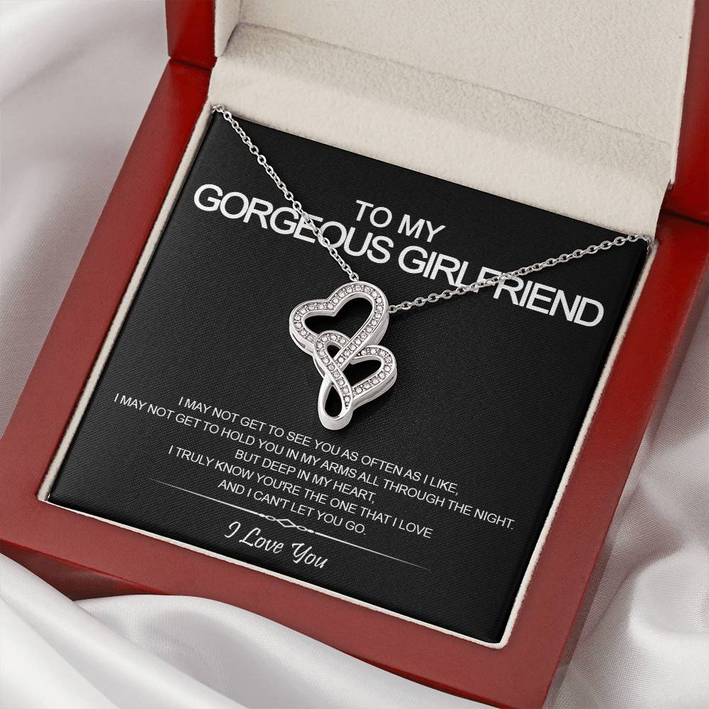 To My Girlfriend - I Love You Message - Tmgf05 Double Hearts Necklace