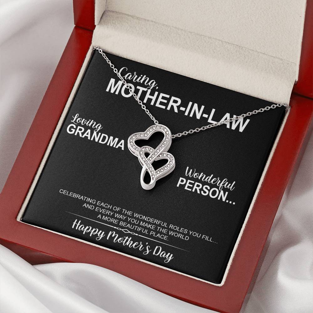 To My Caring Mother-In-Law - Elegant Necklace - Mil03 Double Hearts Necklace