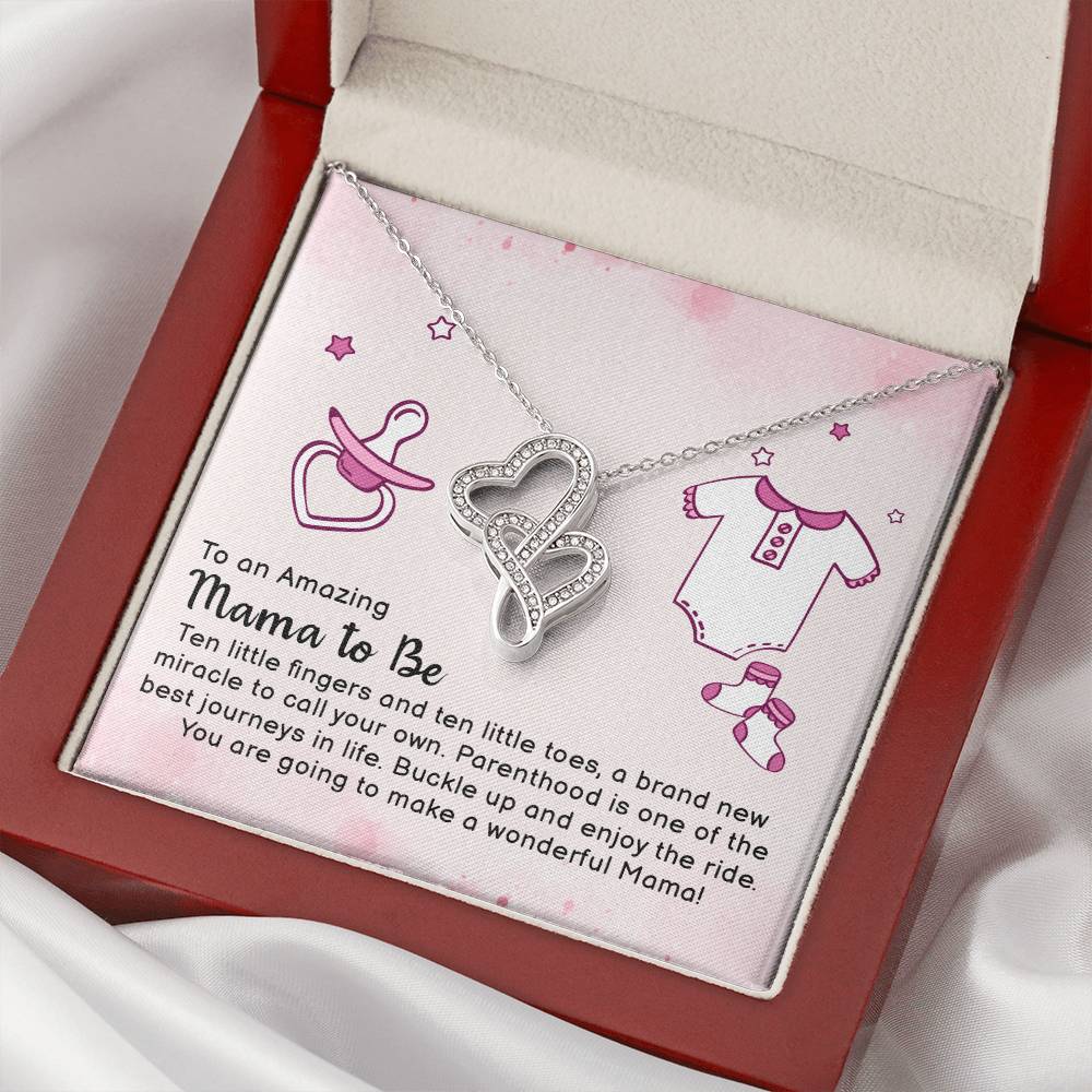 To An Amazing Mama To Be  Double Hearts Necklace