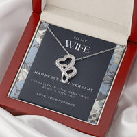 1 Year Anniversary Gift For Wife  1 Year Anniversary Gifts  1 Year Wedding Anniversary Gift Ideas  1St Wedding Anniver 1 Double Hearts Necklace