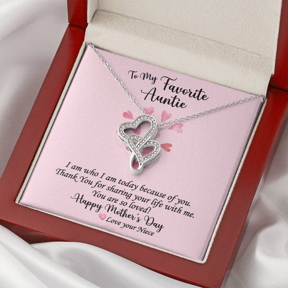 Limited Edition - For My Favorite Auntie You Are So Loved! Mother's Day Necklace Double Hearts Necklace