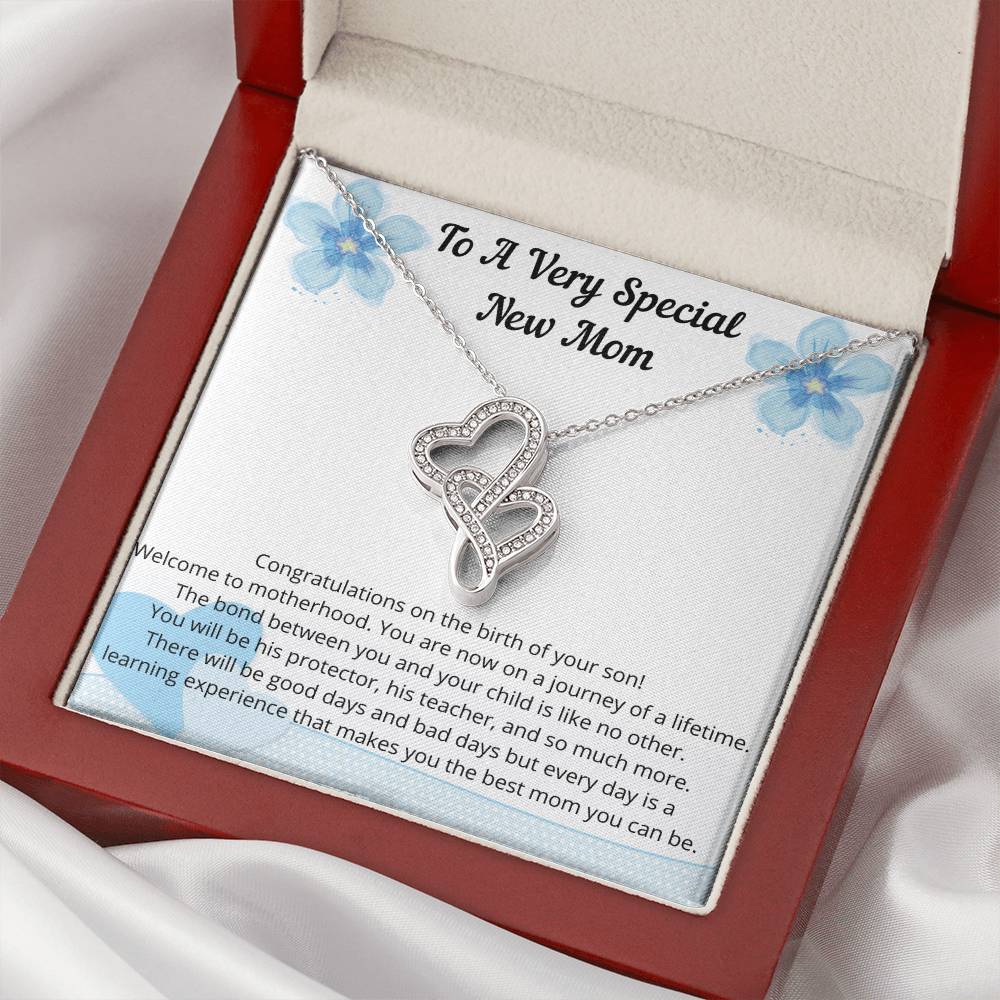 New Mom Gift Jewelry First Time Mom Gift First Mother's Day Gift For New Mom Boy Mom New Mommy Gift Boy Double Hearts Necklace