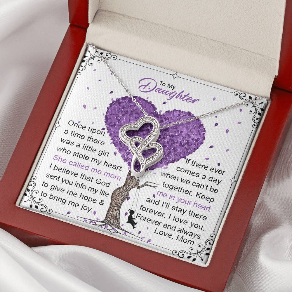 To My Daughter  2 Double Hearts Necklace