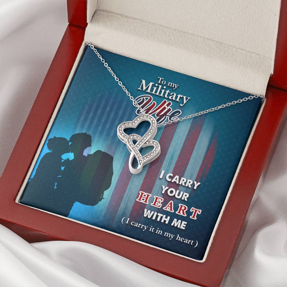 Gift To My Army Wife Jewelry Gift For Wife Beautiful Pendant Best Gift For Best Wife Army Soldi Double Hearts Necklace