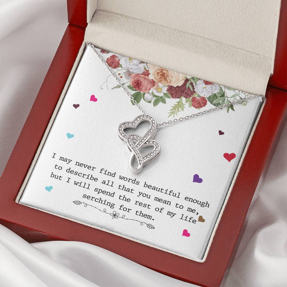 To My Wife Necklace - Anniversary Gift For Wife - Gift For Wife Double Hearts Necklace