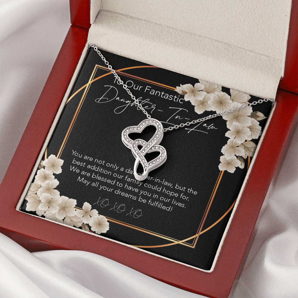 Joined Hearts Necklace To My Daughter-In-Law My Daughter-In-Heart Bonus Daughter Gift Daughter-In-Law Necklace Daughte Double Hearts Necklace