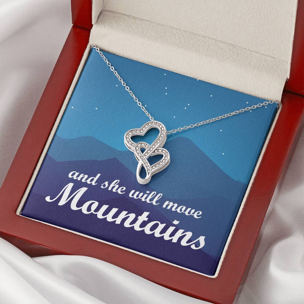 Graduate - She Will Move Mountains Double Hearts Necklace
