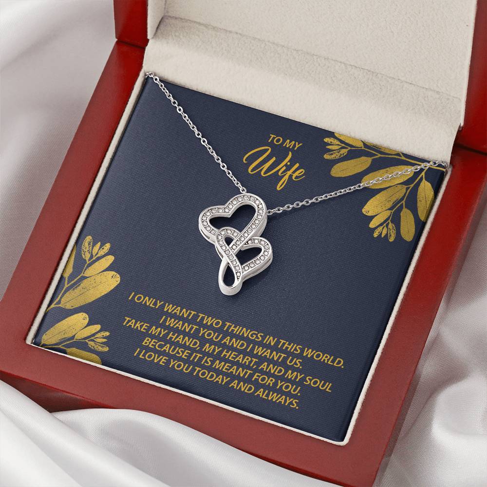 To My Wife  M38 Double Hearts Necklace