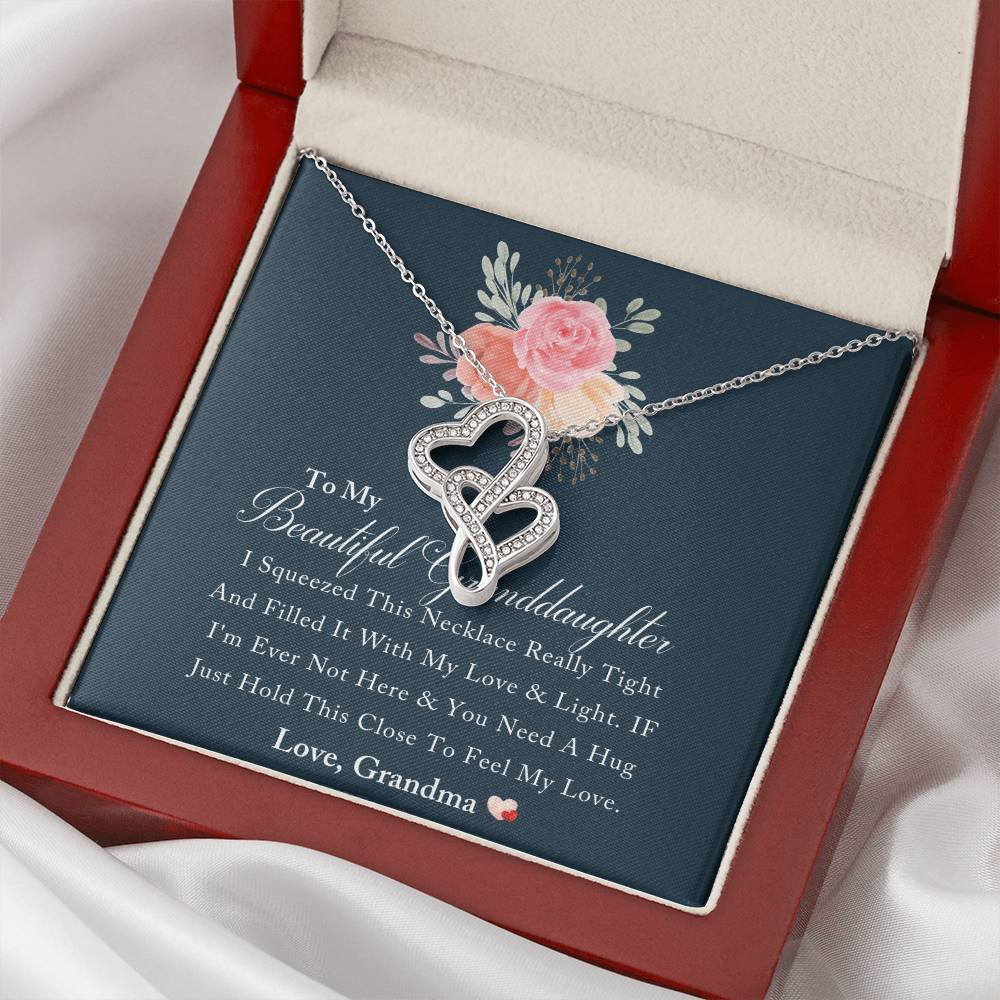 To My Beautiful Granddaughter Love And Light Heart Necklace -  Mother And Daughter Necklace - Mom Gift - Mother Jewelr Double Hearts Necklace