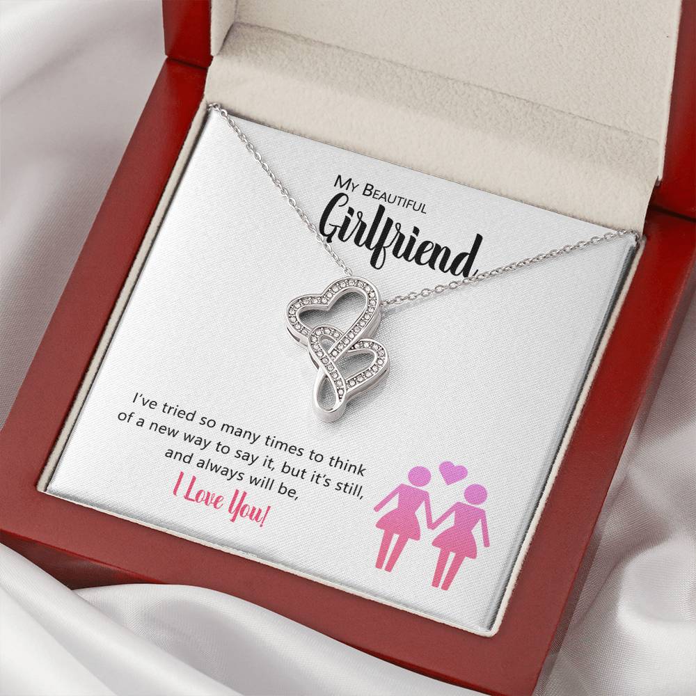 My Beautiful Girlfriend - It Will Always Be I Love You - Necklace Double Hearts Necklace
