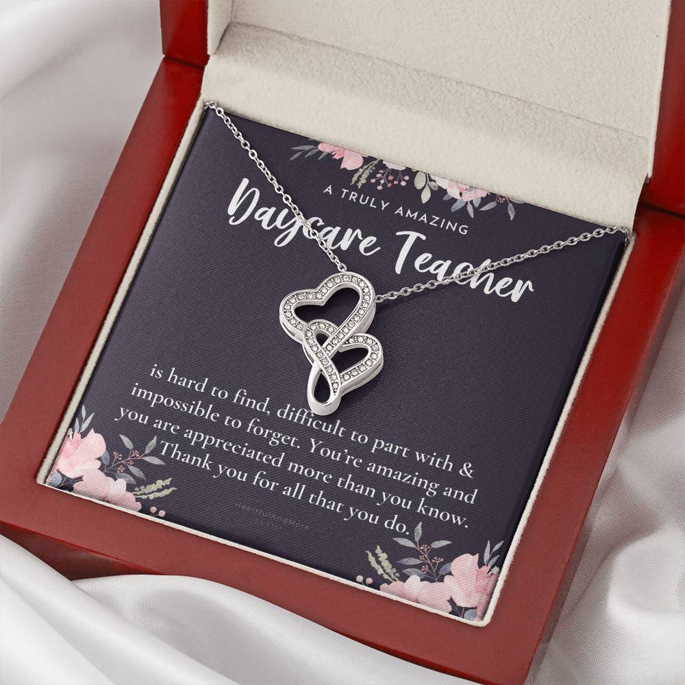 Daycare Teacher Gift For Daycare Provider Gifts Daycare Thank You Gifts Preschool Teacher Gift Thank You Gift Daycare Double Hearts Necklace
