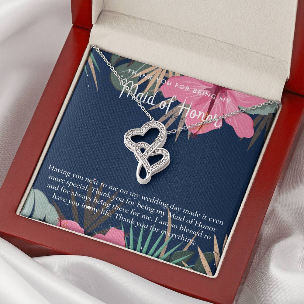 Maid Of Honor Thank You Gift From Bride Bridesmaid Gift Maid Of Honor Gift Necklace Matron Of Honor Gift Thank You Gif Double Hearts Necklace