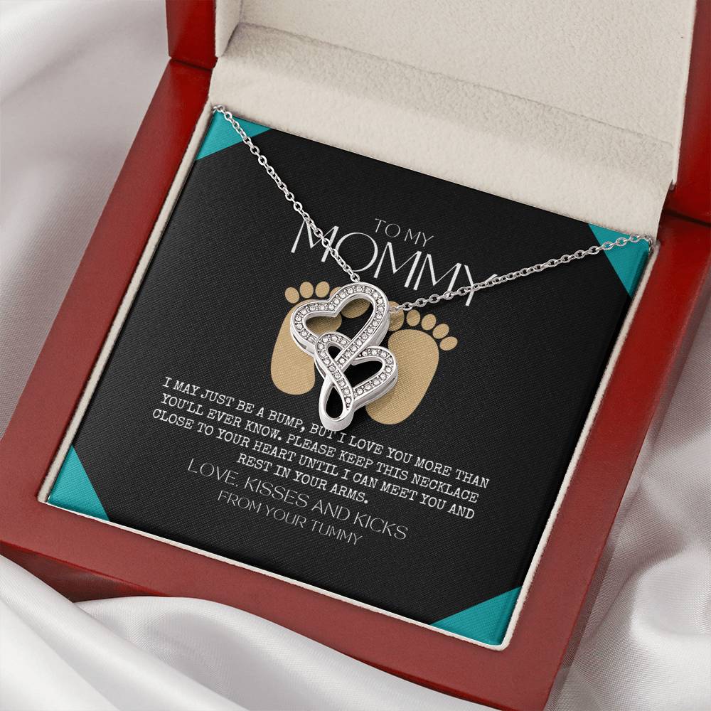 Baby Shower Gift New Mommy Necklace Pregnant Wife Gift To My Mommy I May Just Be A Bump But I Love You More Than You E 1 Double Hearts Necklace