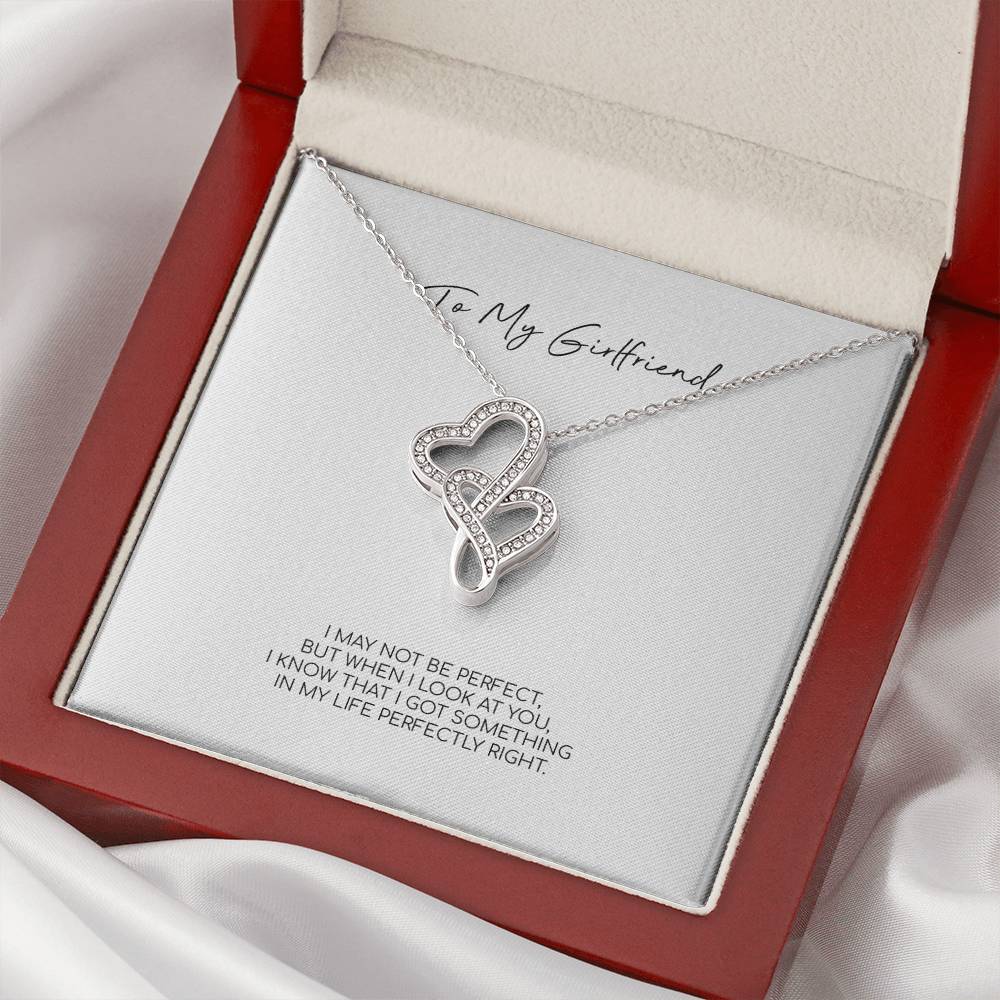 To My Girlfriend Perfect  Double Hearts Necklace