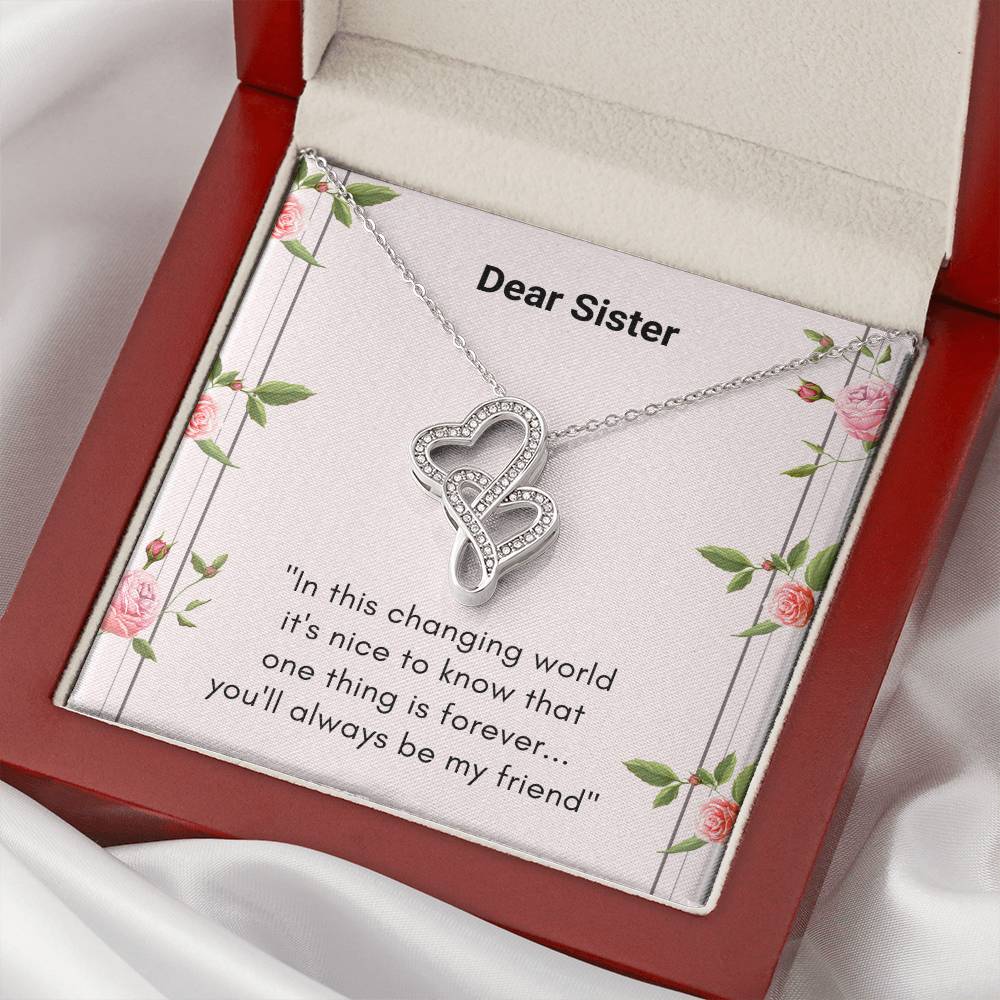Personalised Gift For A Sister Big Sis Little Sis Gift Idea  Wedding Gift For Sister Birthday Gift Idea For Sister  Ch Double Hearts Necklace