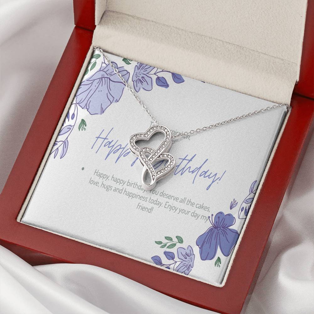To My Daughter 3 Double Hearts Necklace