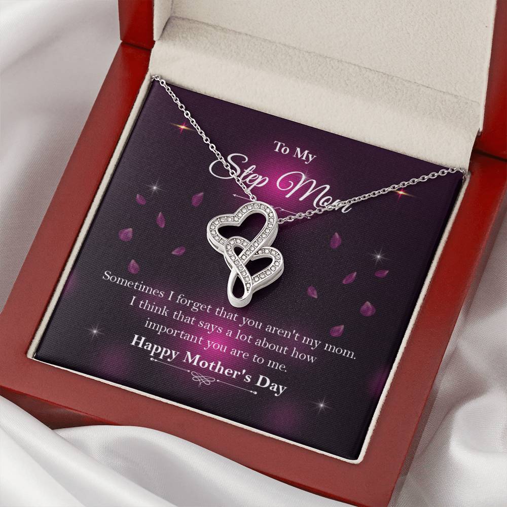 Stepmother Gift ☆ Stepmom Wedding Gift ☆ Mother of Bride Gift ☆ Gift For Step Mom ☆ Bonus Mom Wedding Gift ☆ Stepmothe Double Hearts Necklace