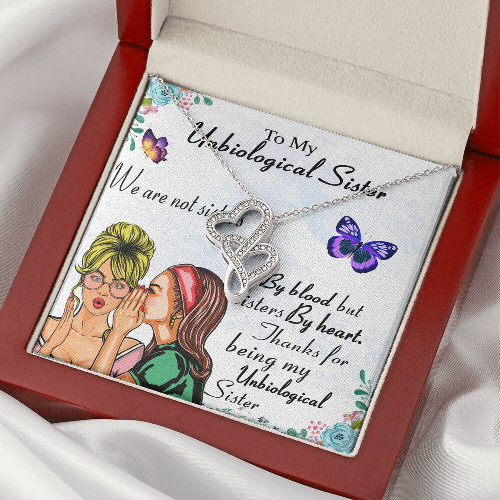 Unbiological Sister Necklace • Soul Sister • Big Little Sorority • Sister In Law Necklace • Step Sister Gift • Tribe N Double Hearts Necklace