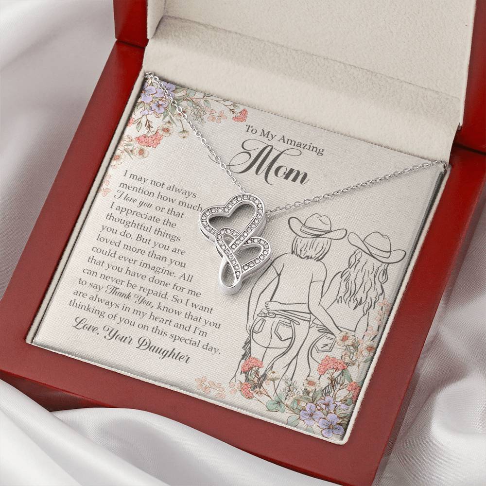 To My Amazing Mom Necklace Double Hearts Necklace