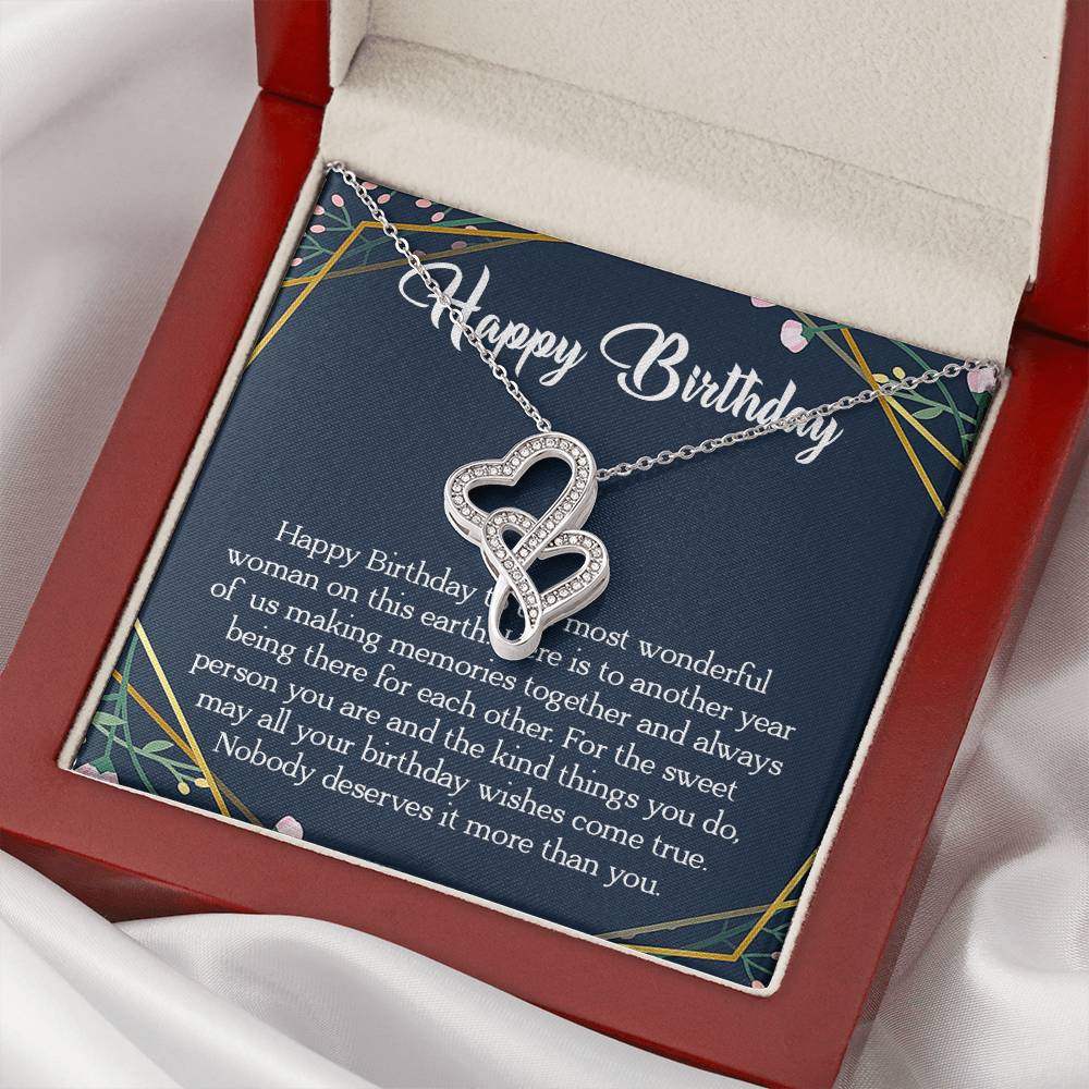 Happy Birthday To The Most Wonderful Woman In The World  Double Hearts Necklace
