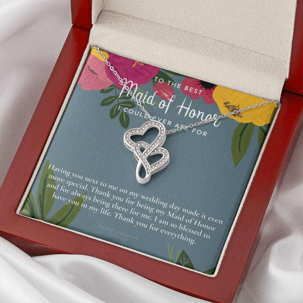Maid Of Honor Thank You Gift From Bride Bridesmaid Gift Maid Of Honor Gift Necklace Matron Of Honor Gift Thank You Gif 3 Double Hearts Necklace