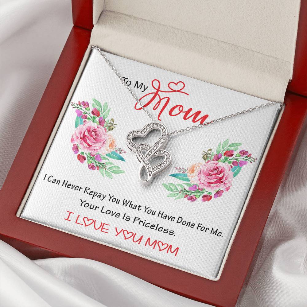 Special Gift For Mother From Sondaughter Double Hearts Necklace