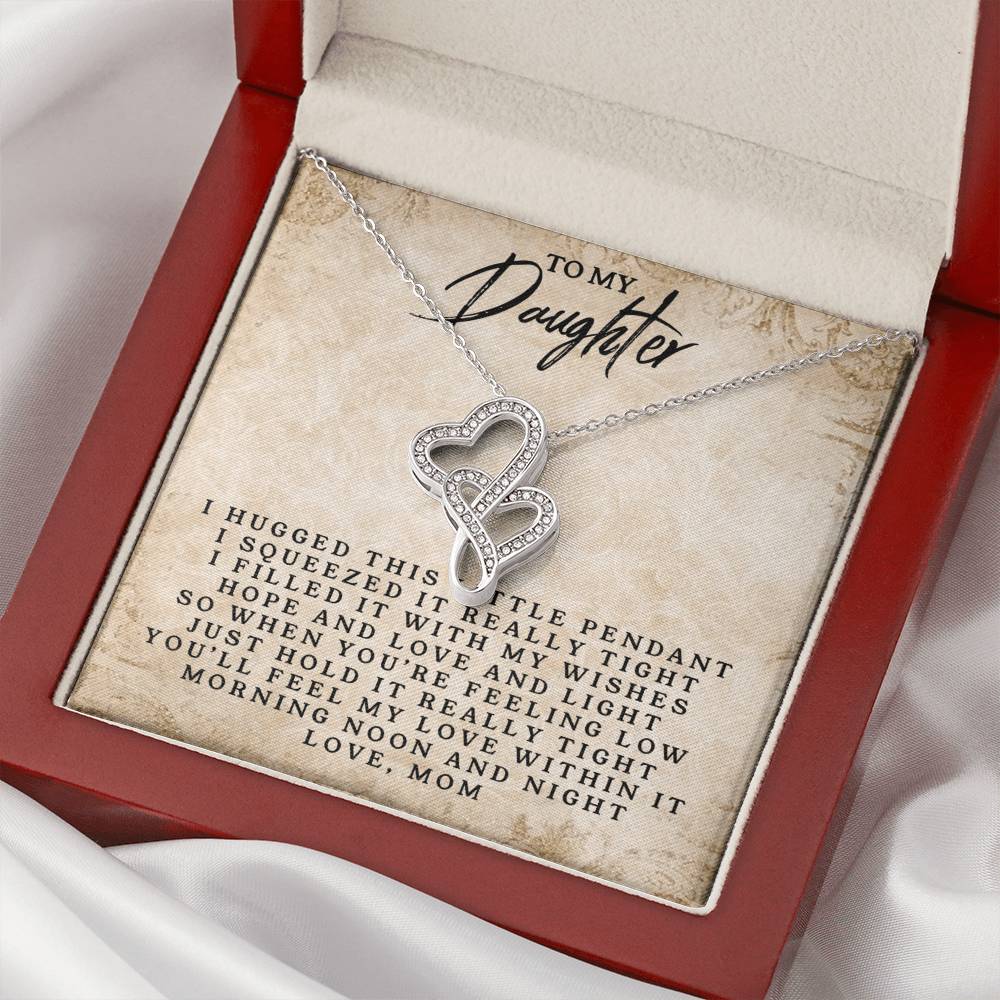 To My Daughter - Love Mom - ❤ Double Hearts Necklace