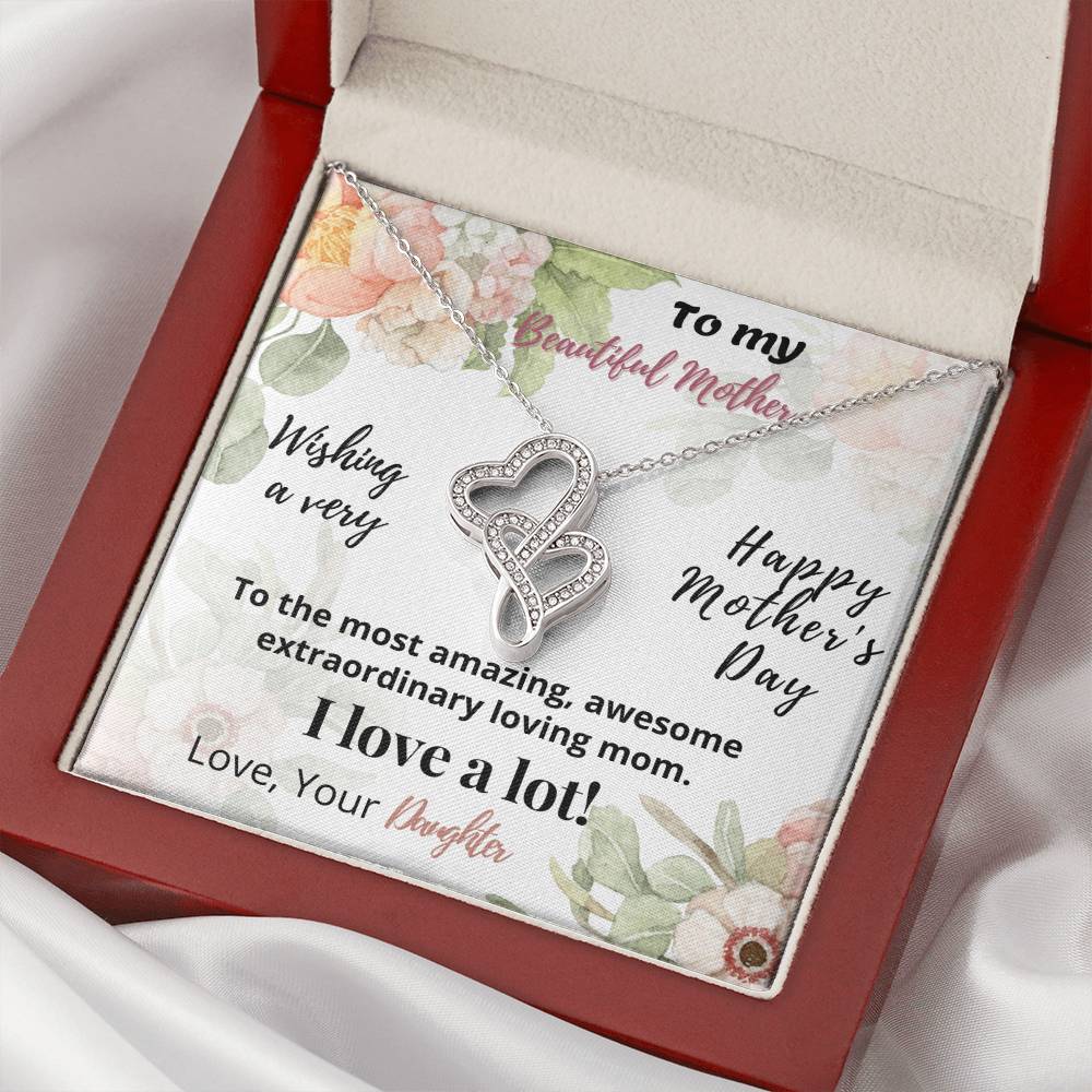 Beautiful Mother-Happy Mother Day   Double Hearts Necklace